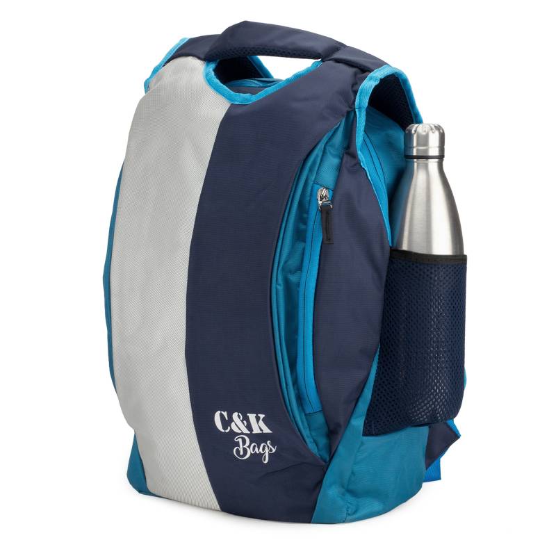 CandK Navy Blue-White Polyester 21L School Bag