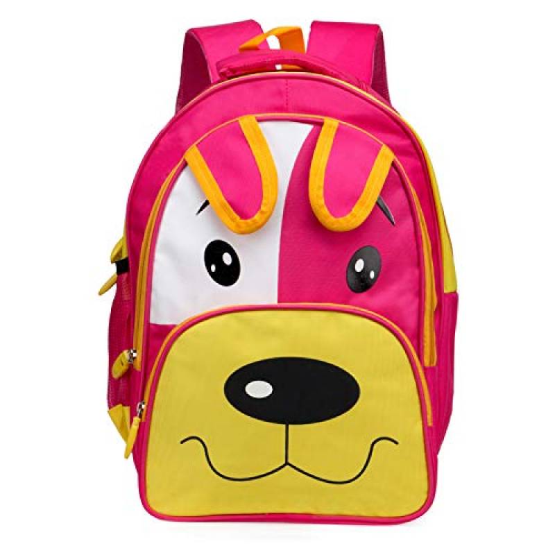 CandK Pink-Yellow Polyester 19L Cartoon Design School Bag