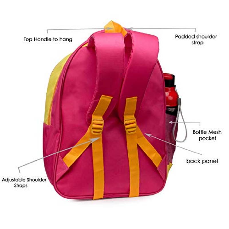 CandK Pink-Yellow Polyester 19L Cartoon Design School Bag