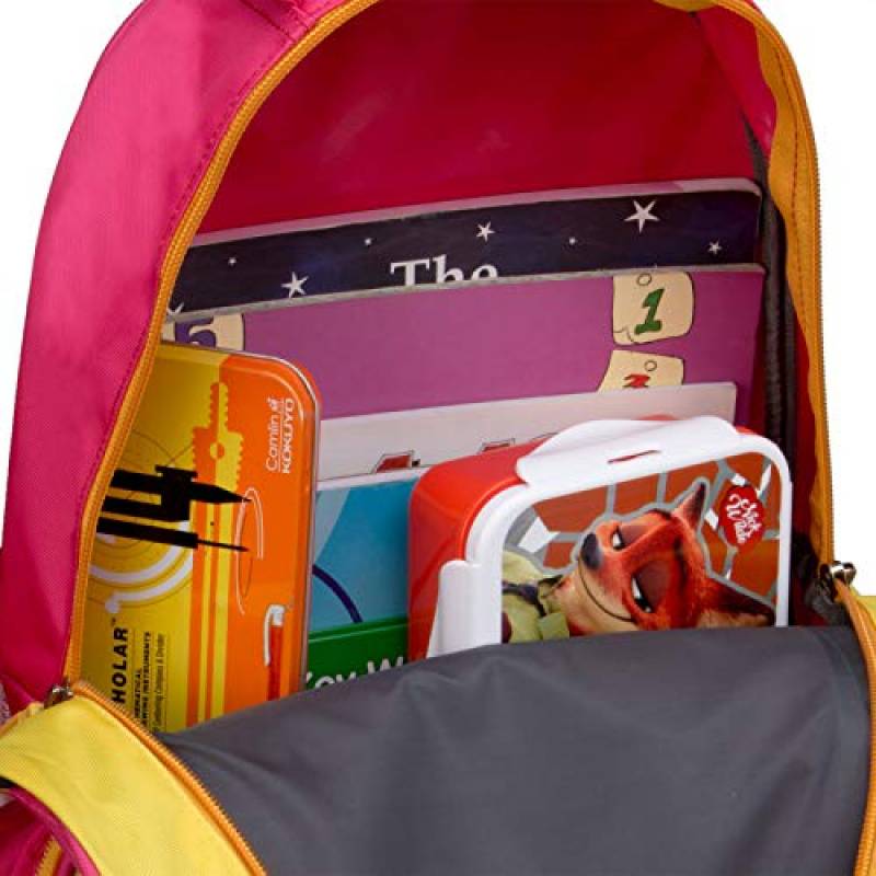 CandK Pink-Yellow Polyester 19L Cartoon Design School Bag