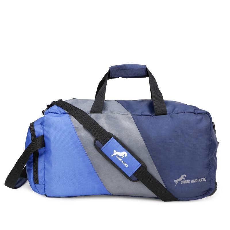 CandK Blue-Grey Polyester 50L Duffle Bag With Wheels