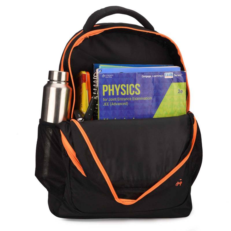 CandK Black-Orange Polyester Big & Comfortable 38 L School Backpack
