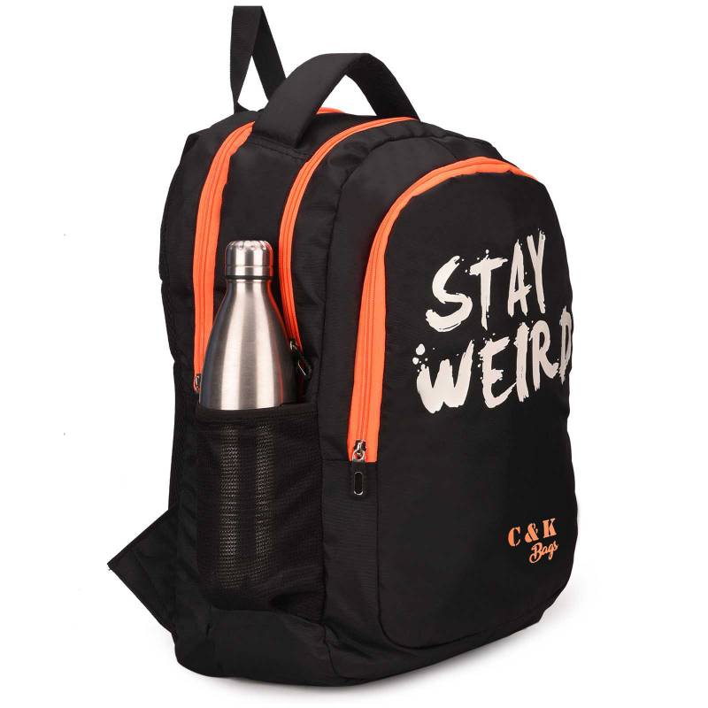 CandK Black-Orange Polyester Big & Comfortable 38 Ltrs Casual Backpack