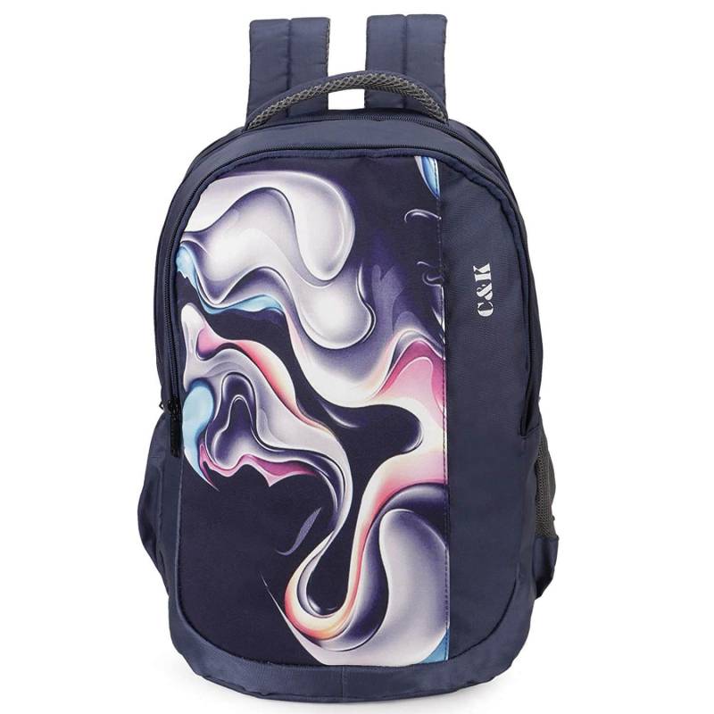 CandK Polyester 35 LTR Navy Blue 3D Printed Spacious Comfort Casual Backpack