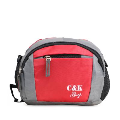 CandK Red-Grey Polyester 10L Multipurpose Toiletry Bag