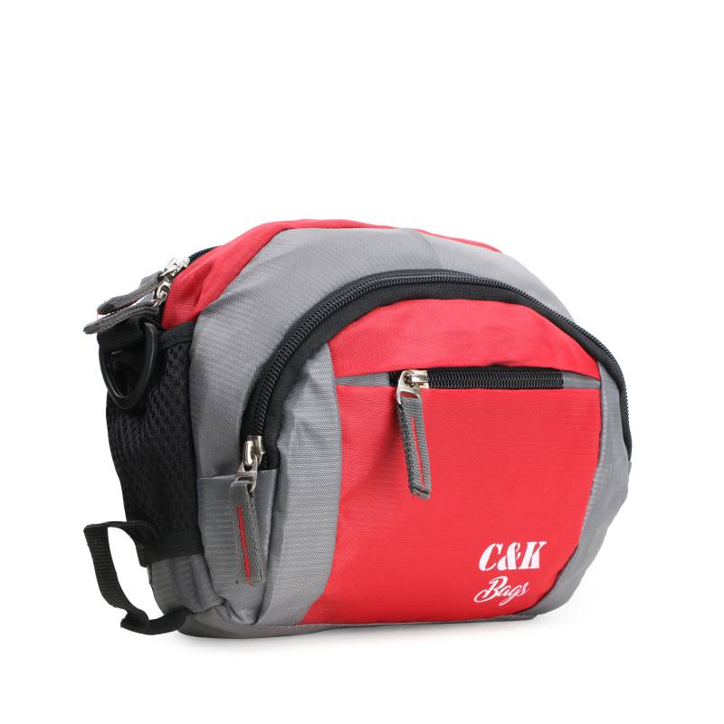 CandK Red-Grey Polyester 10L Multipurpose Toiletry Bag