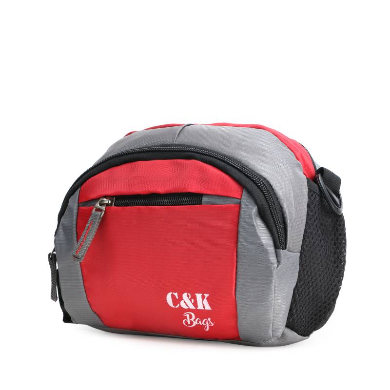 CandK Red-Grey Polyester 10L Multipurpose Toiletry Bag