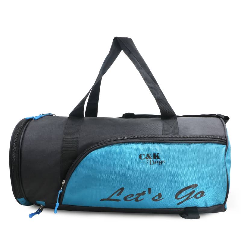 CandK Unisex Black-Blue Polyester 25L Multipurpose Duffel Gym Bag-Travel Bag-Sports Bag