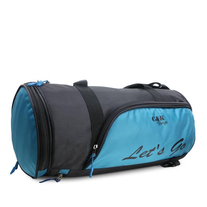 CandK Unisex Black-Blue Polyester 25L Multipurpose Duffel Gym Bag-Travel Bag-Sports Bag