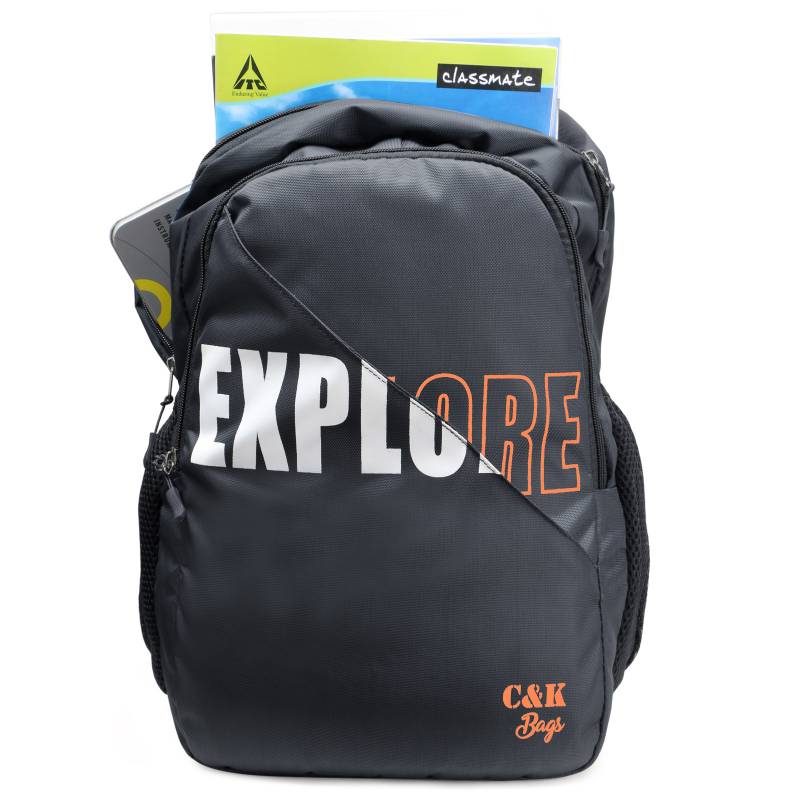 CandK Black Printed Polyester 32L Laptop Bag