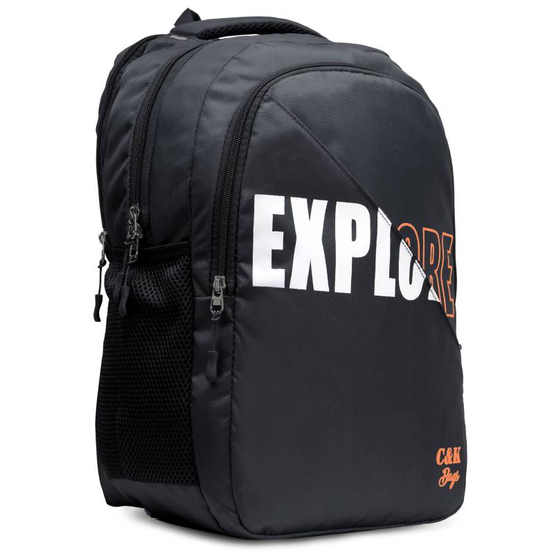 CandK Black Printed Polyester 32L Laptop Bag
