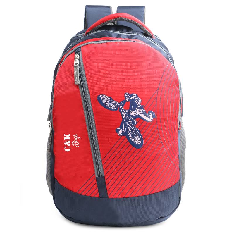 CandK Navy-Red Polyester 30L School Bag