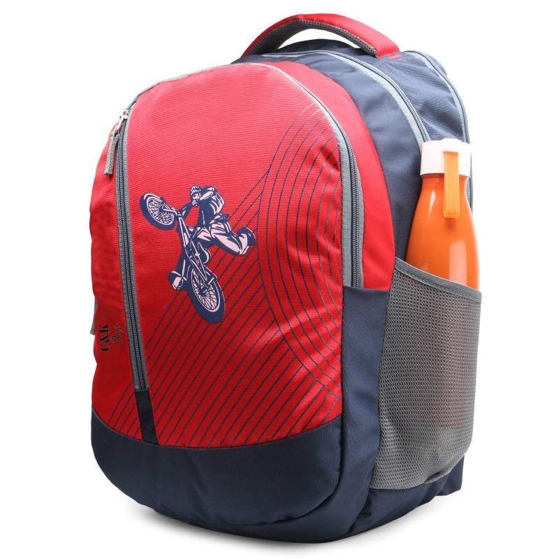 CandK Navy-Red Polyester 30L School Bag