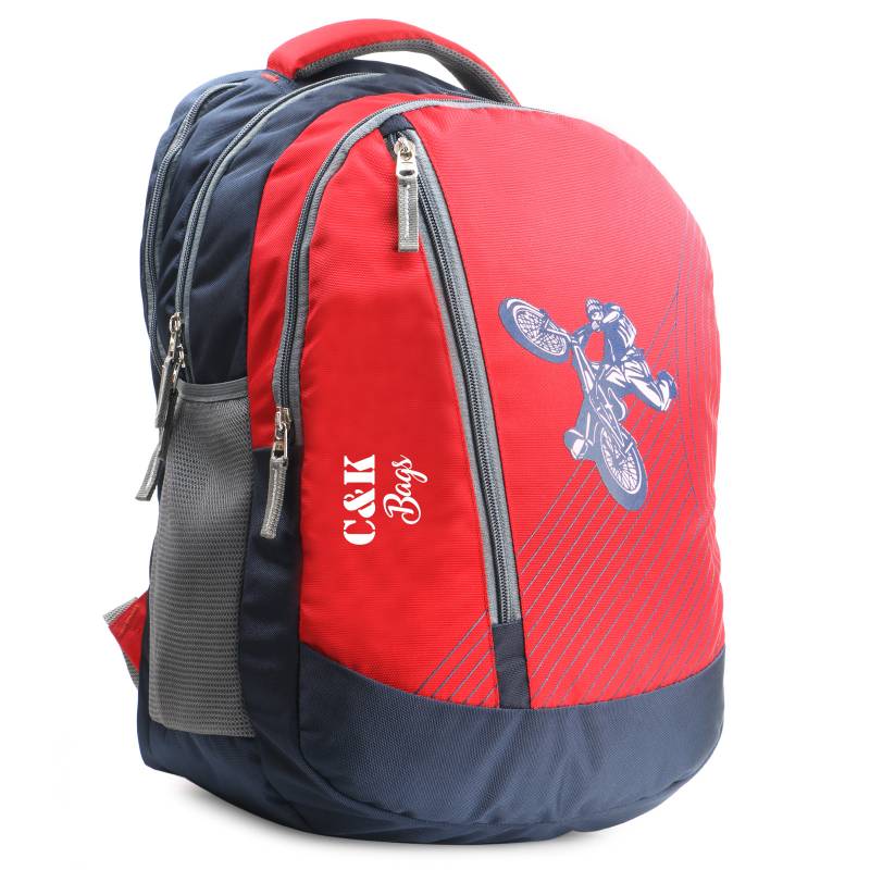 CandK Navy-Red Polyester 30L School Bag