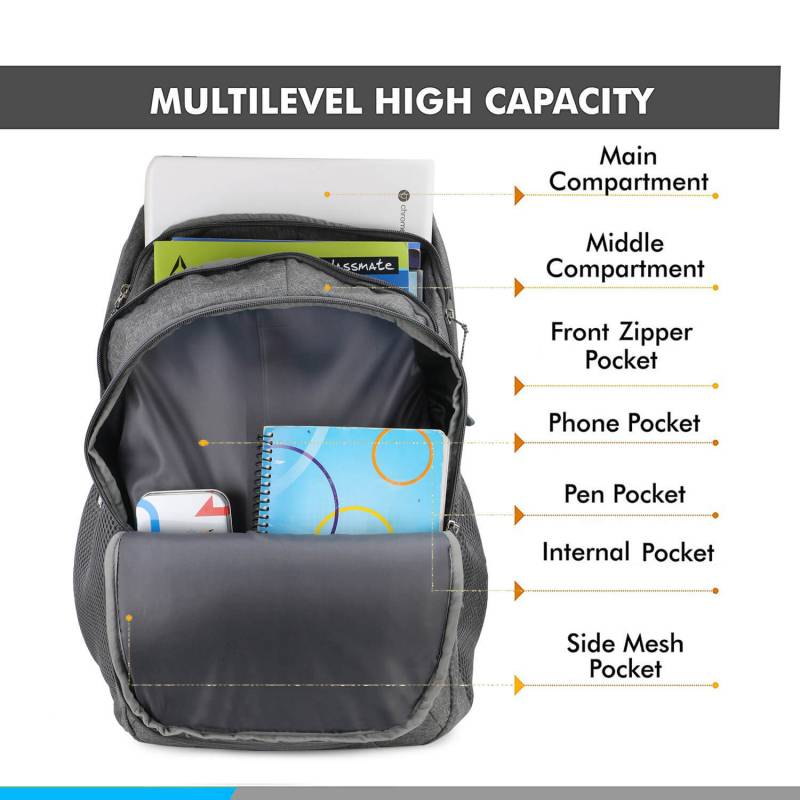 CandK Grey Polyester 30L Laptop Bag