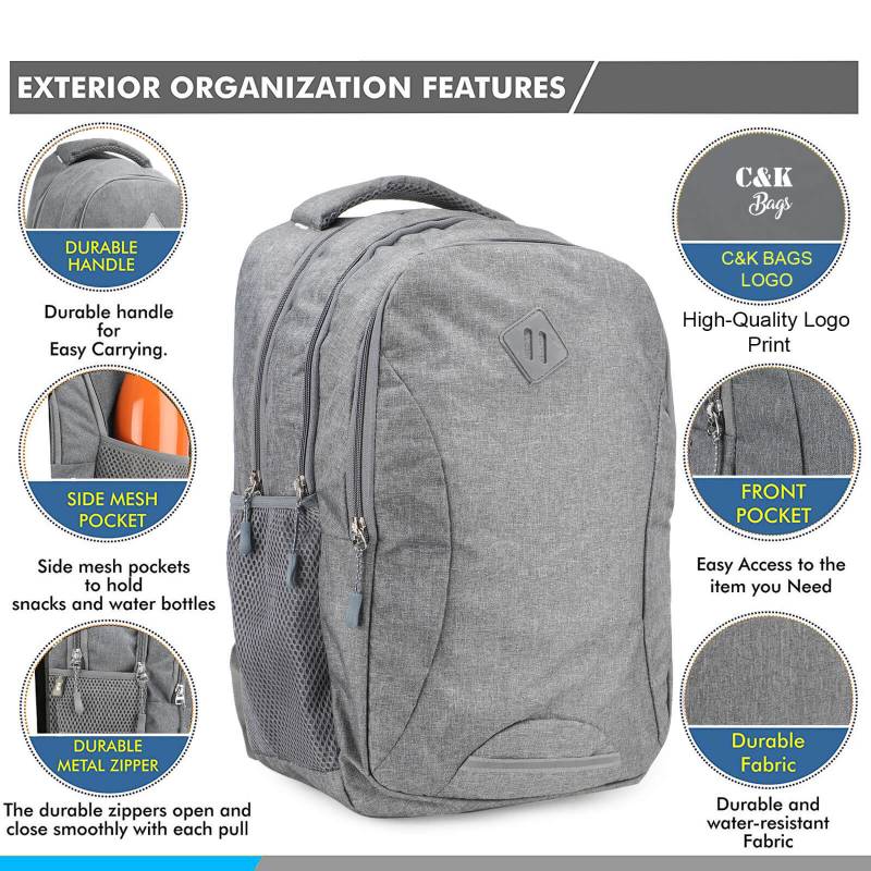 CandK Grey Polyester 30L Laptop Bag