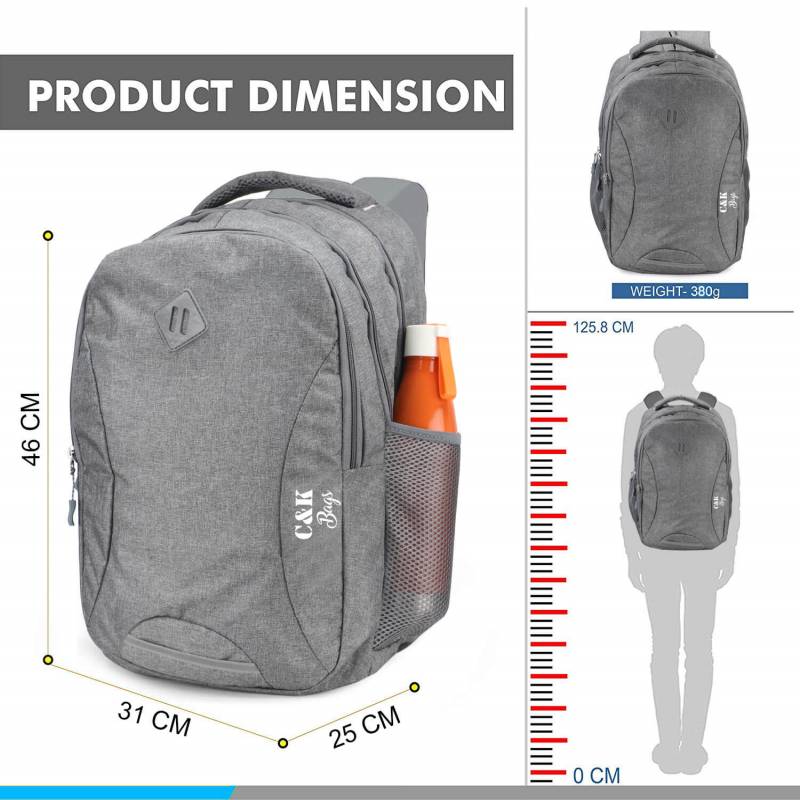 CandK Grey Polyester 30L Laptop Bag