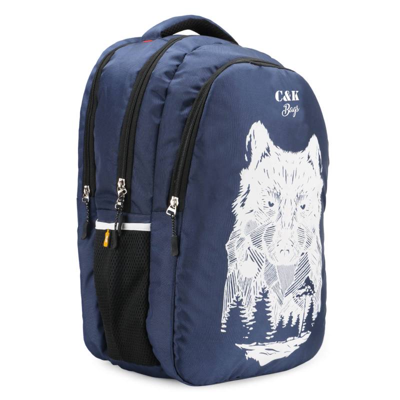CandK Blue Polyester Printed 30L Specious Backpack