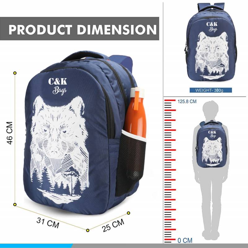 CandK Blue Polyester Printed 30L Specious Backpack