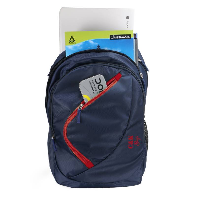 CandK Navy-Red Polyester 25L School Bag