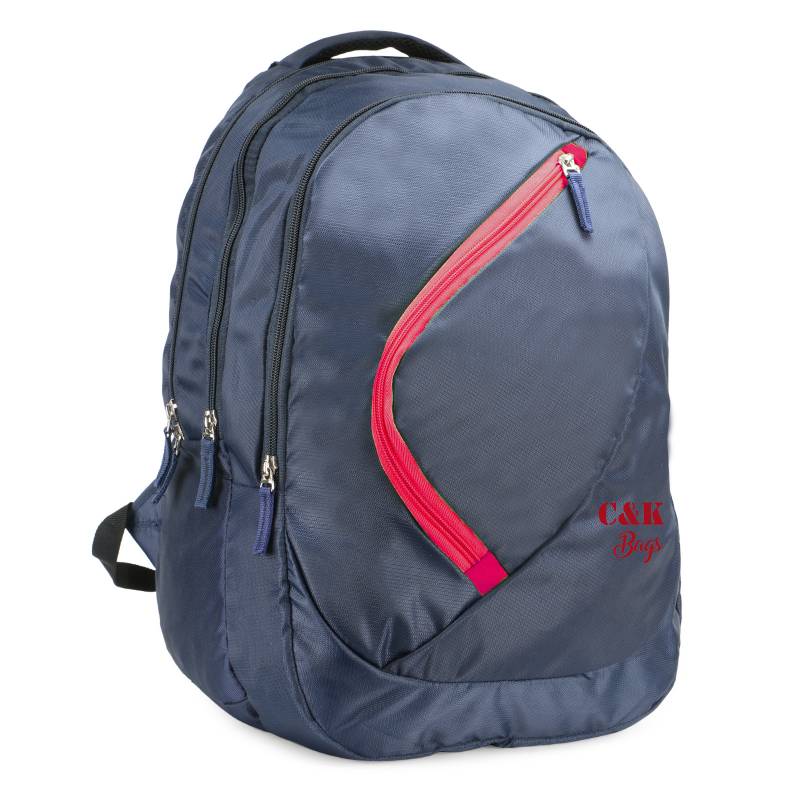 CandK Navy-Red Polyester 25L School Bag