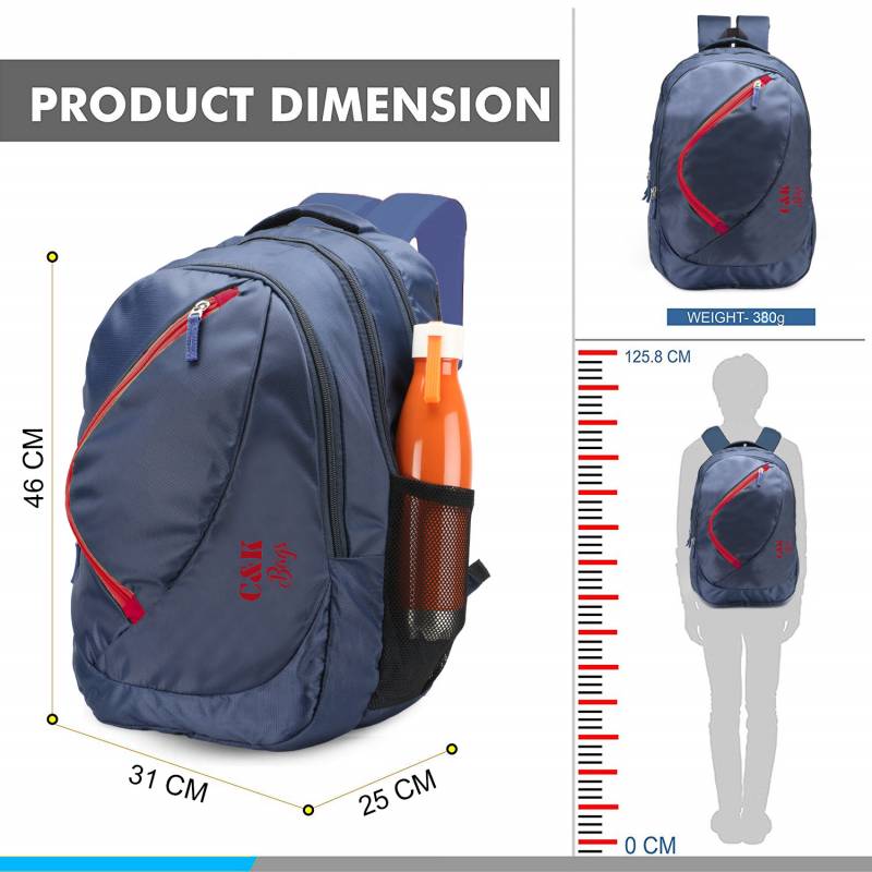 CandK Navy-Red Polyester 25L School Bag
