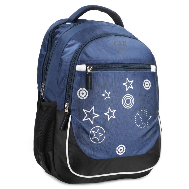 CandK Blue-Black Polyester 30L Lightweight School Bag