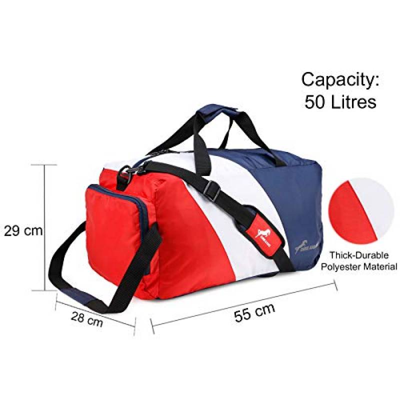 CandK RedWhite Polyester 50L Duffle Bag With Wheels